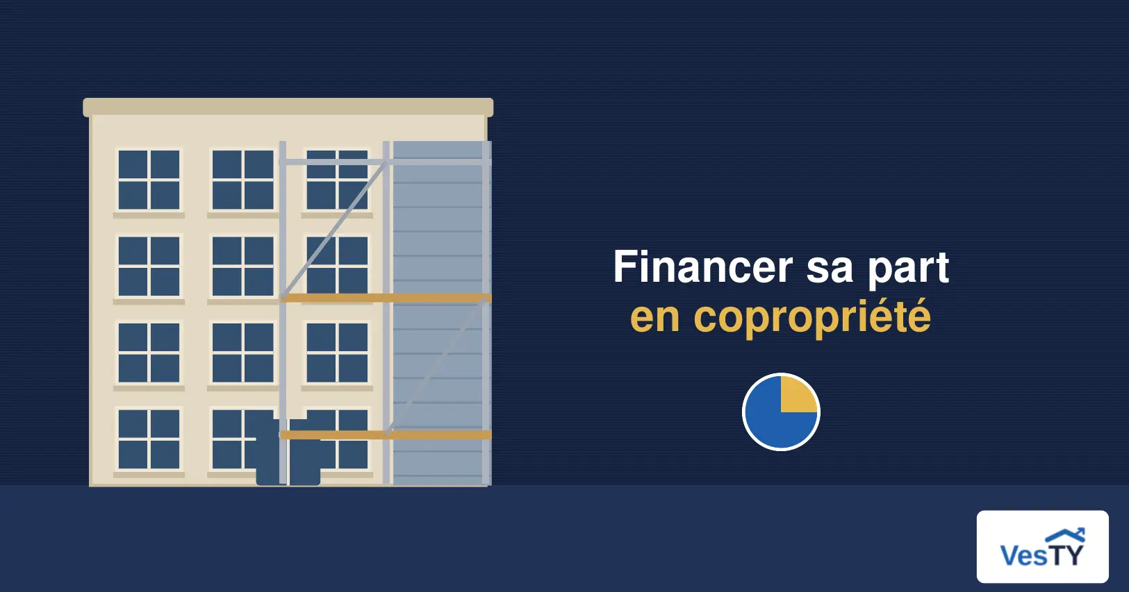 Façade d'un immeuble en copropriété en rénovation, avec échafaudage et bâche de chantier
